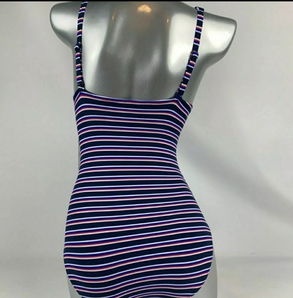 Black striped tummy control one piece swimsuit - Picture 5 of 10